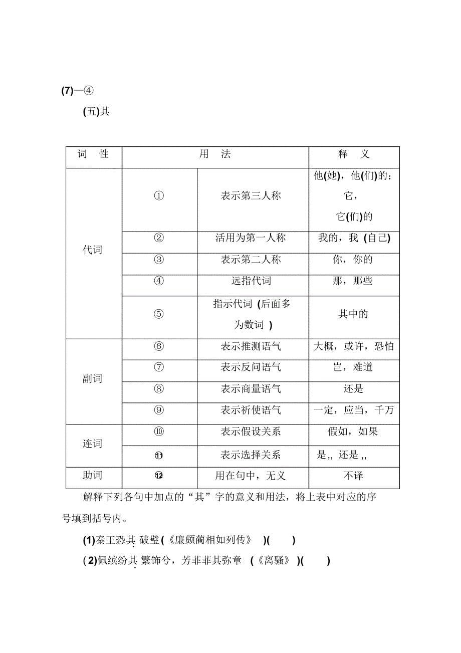 2019版高考总复习语文文档：文言文阅读“高考考纲”要求掌握的18个文言虚词及120个实词_第5页