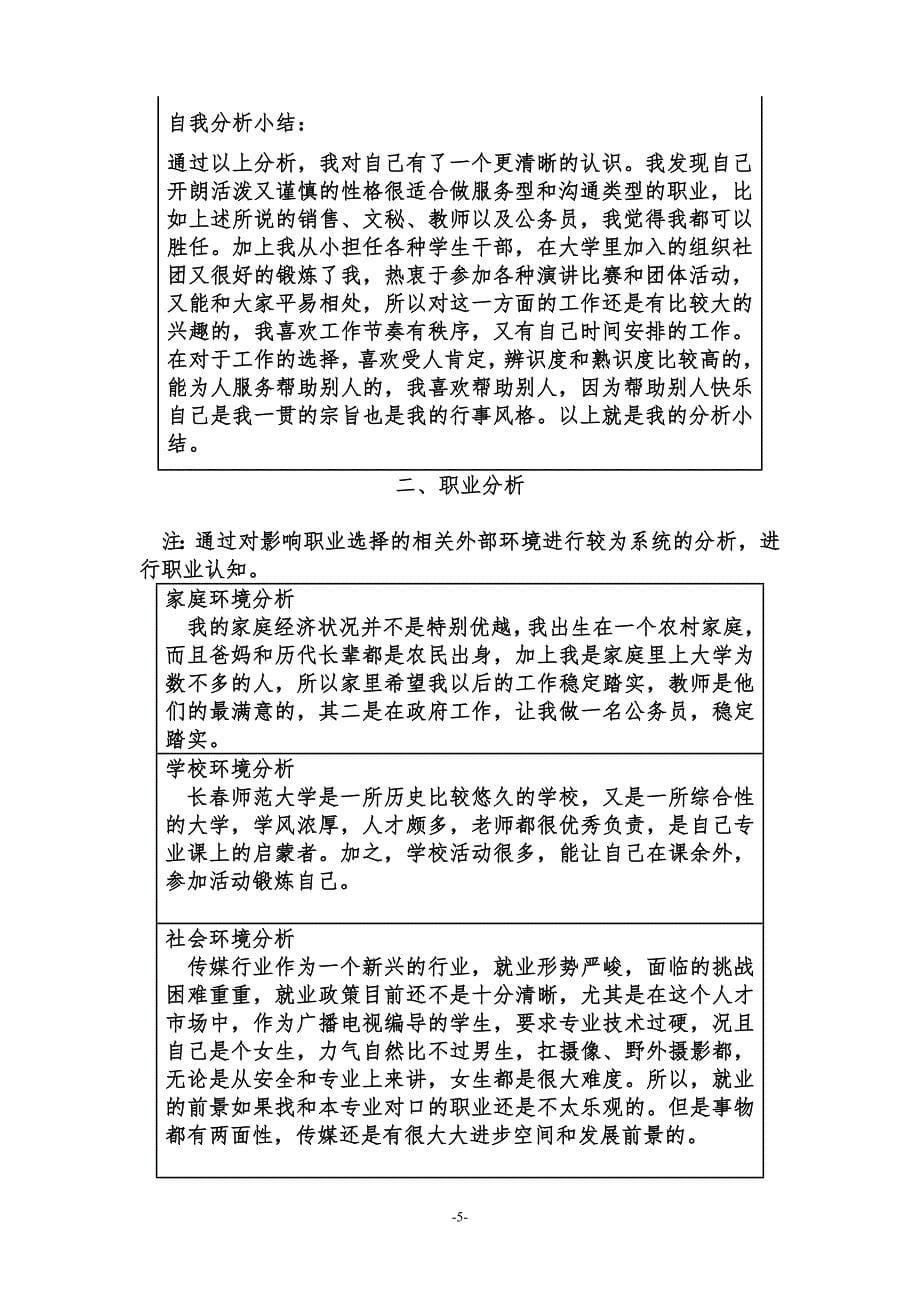 最新大学生职业生涯规划书(标准格式1)_第5页