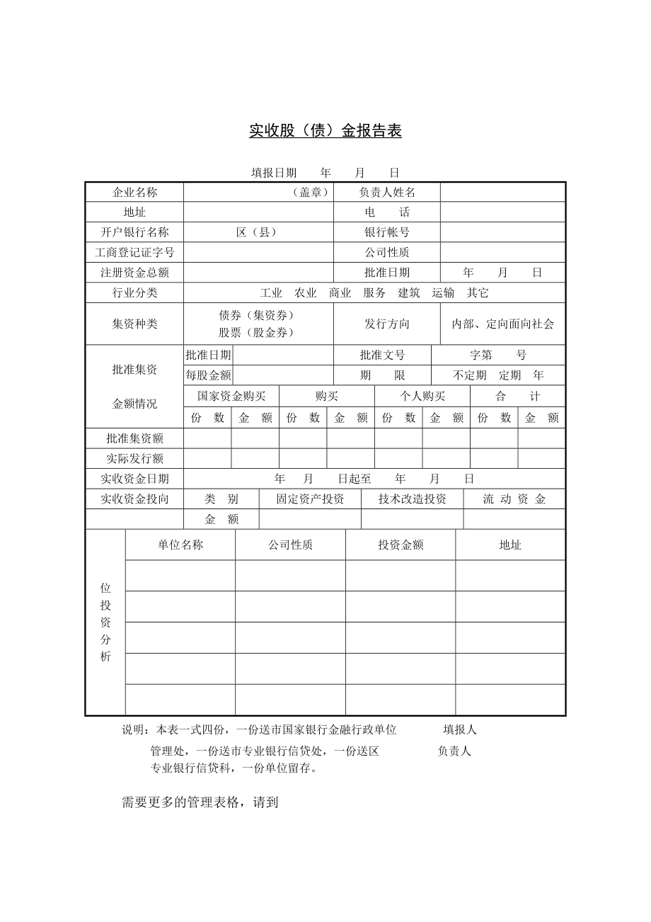 实收股金报告表_第1页