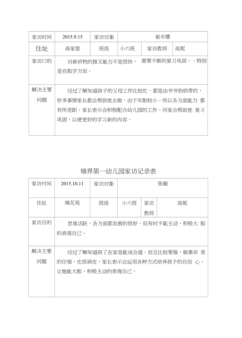 幼儿园家访情况记录表_育儿理论经验_幼儿教育_教育专区_第3页