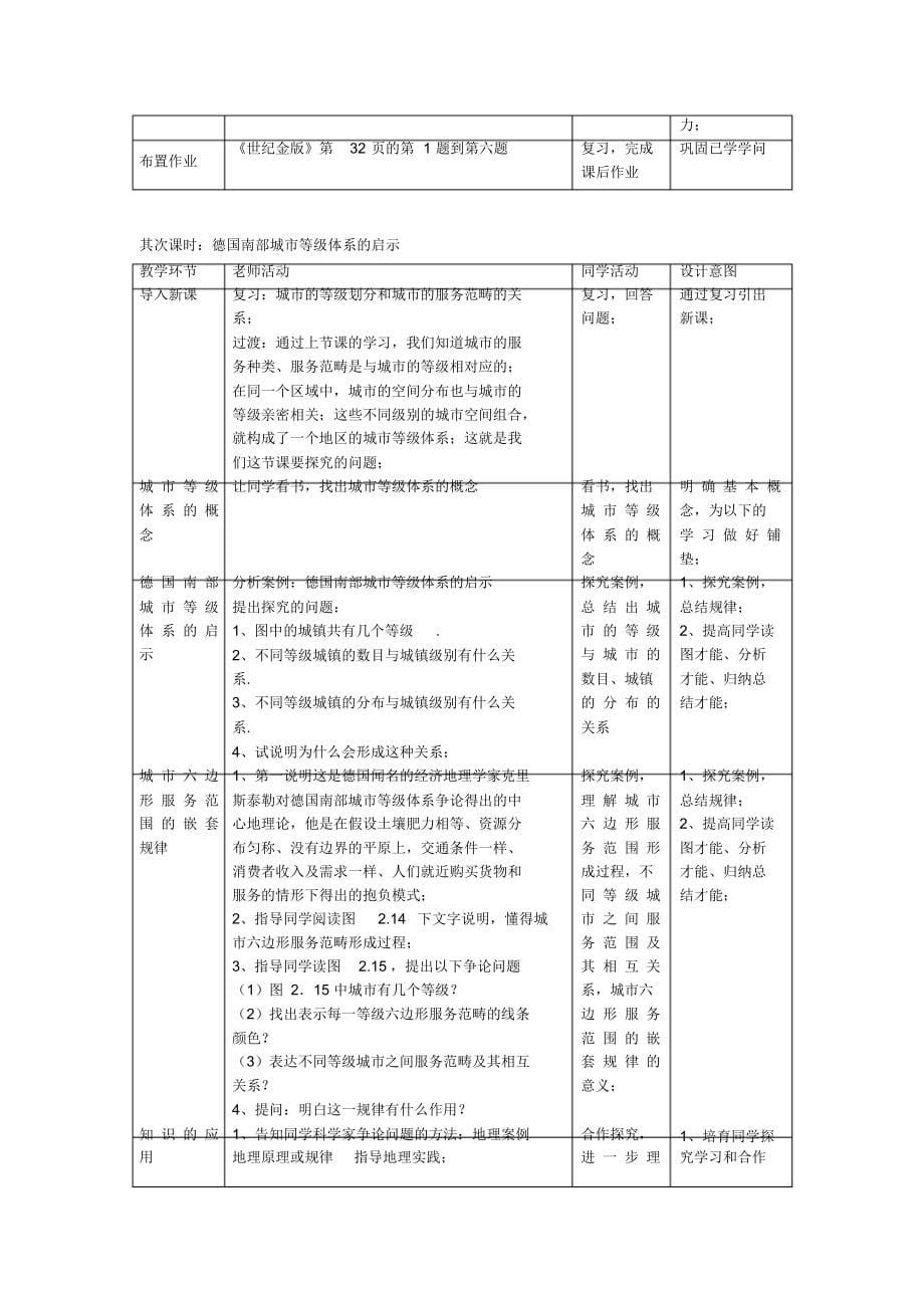 高中地理人教版《不同等级城市的服务功能》教学设计_第5页