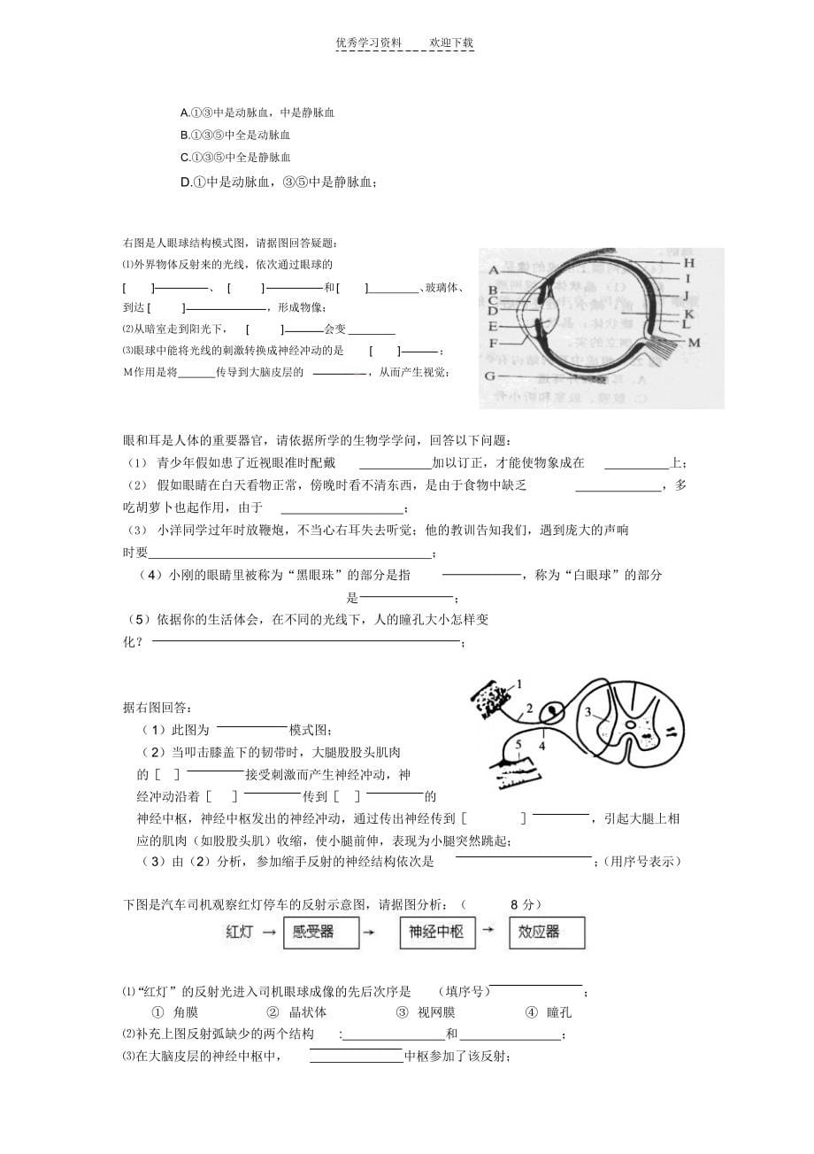 2022年七年级生物下册识图简答专题_第5页