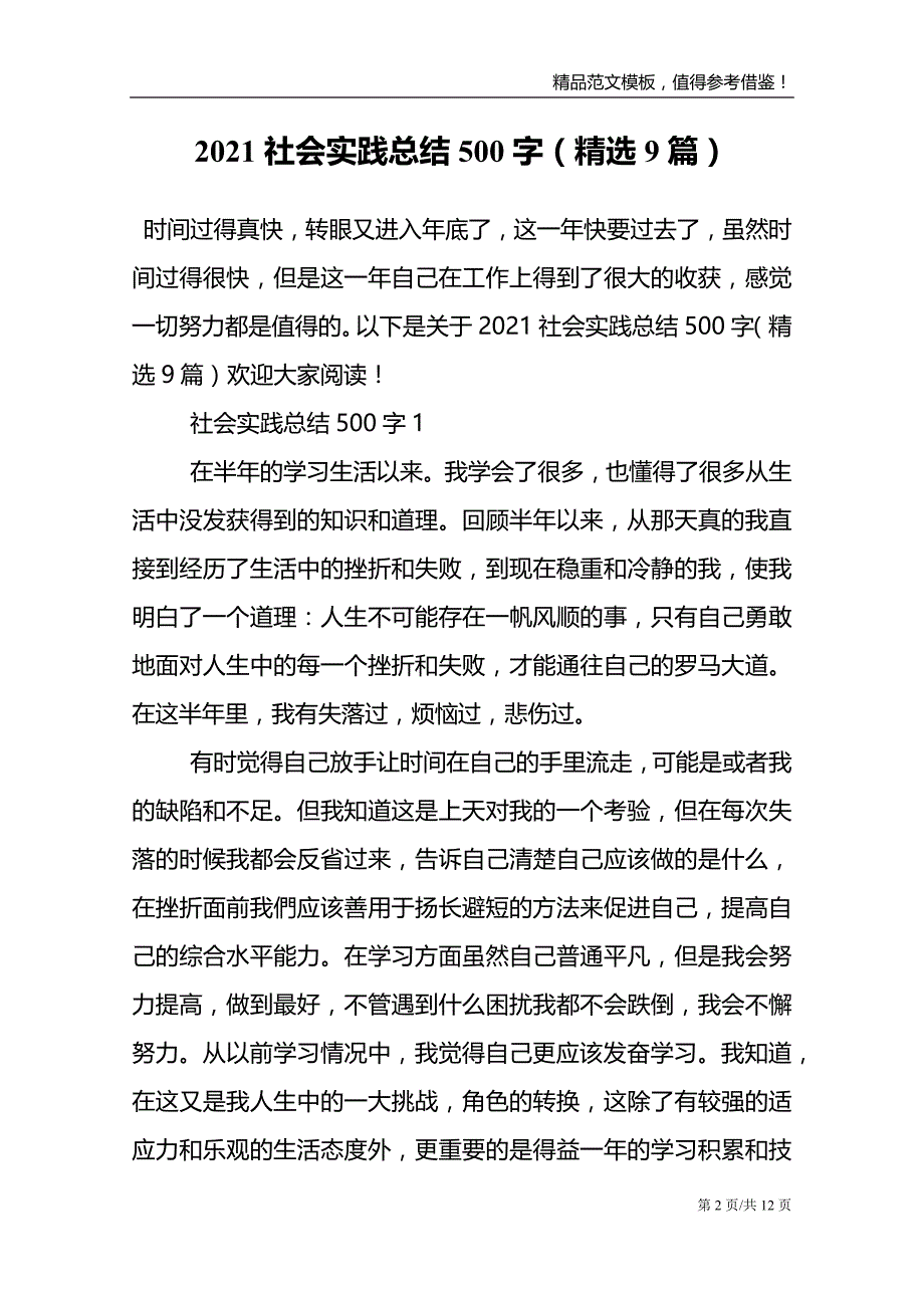 2021社会实践总结500字精选9篇_第2页