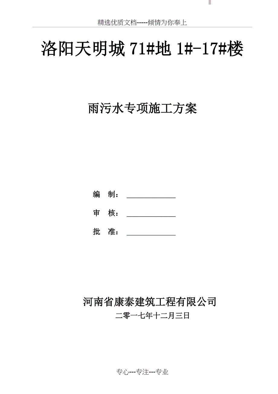 雨污水专项施工方案(共20页)_第1页