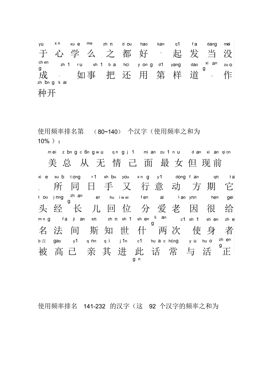 1000个最常用汉字使用频率排名(注音版)（精编版）_第3页