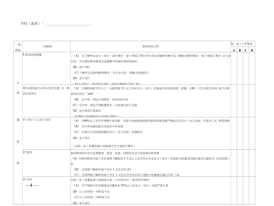 毕业论文(设计)工作阶段评价指标体系_第4页