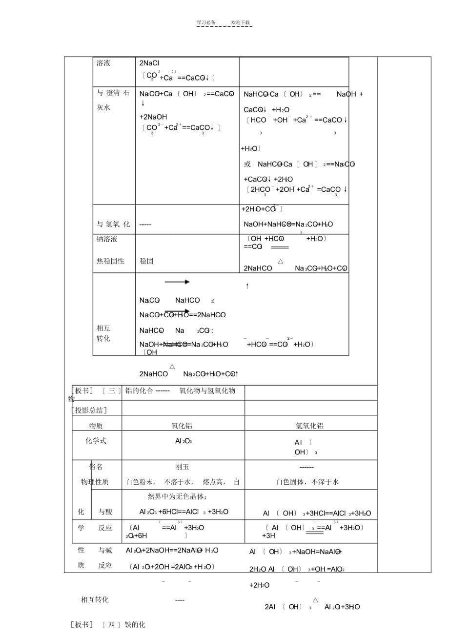 2022年北京四中高中化学第三章金属及其化合物教案新人教版_第5页