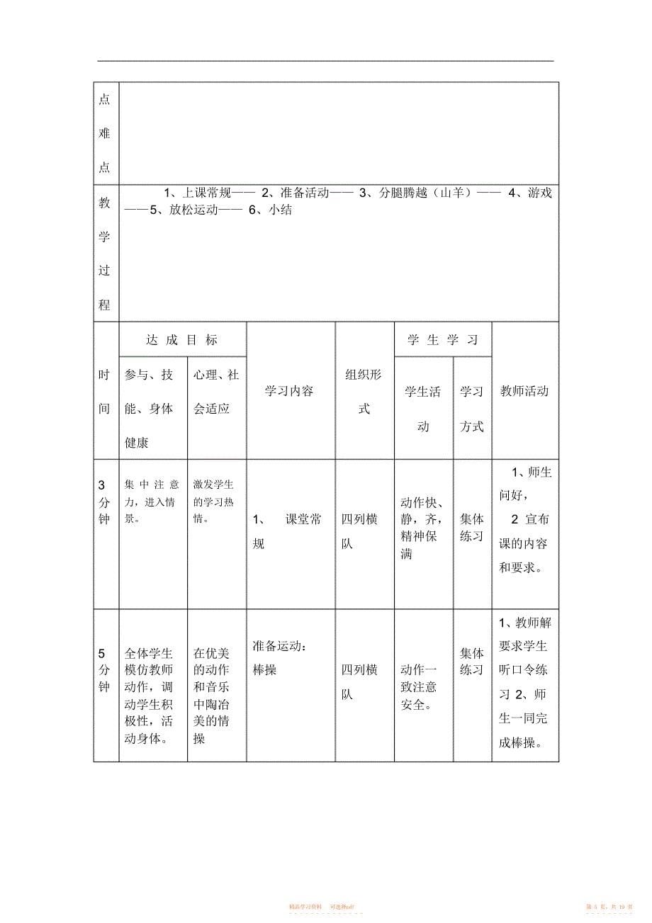 2022年水平三小学体育单元教案2_第5页