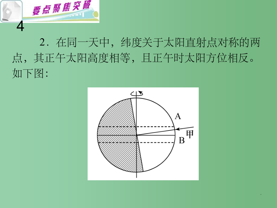 高考地理第二轮考点聚焦复习6 地球运动规律课件_第4页