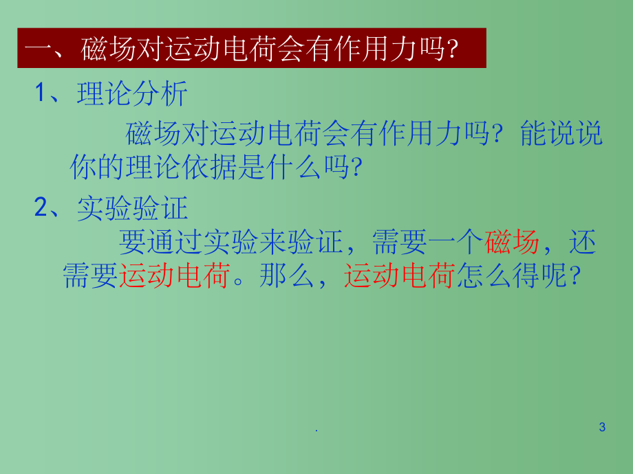 高二物理《运动电荷在磁场中受到的力》课件_第3页