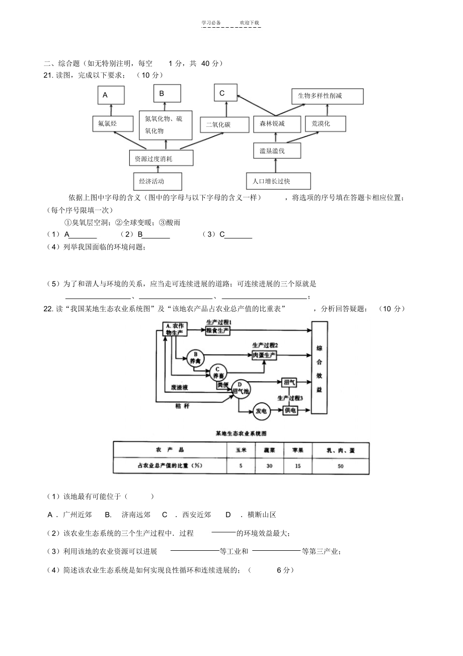 2022年第三中学高中地理学业水平考试复习专题十人地关系_第3页