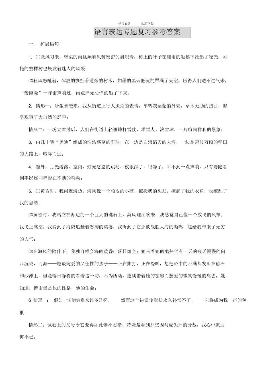 2022年高三级语文表达复习专题_第5页