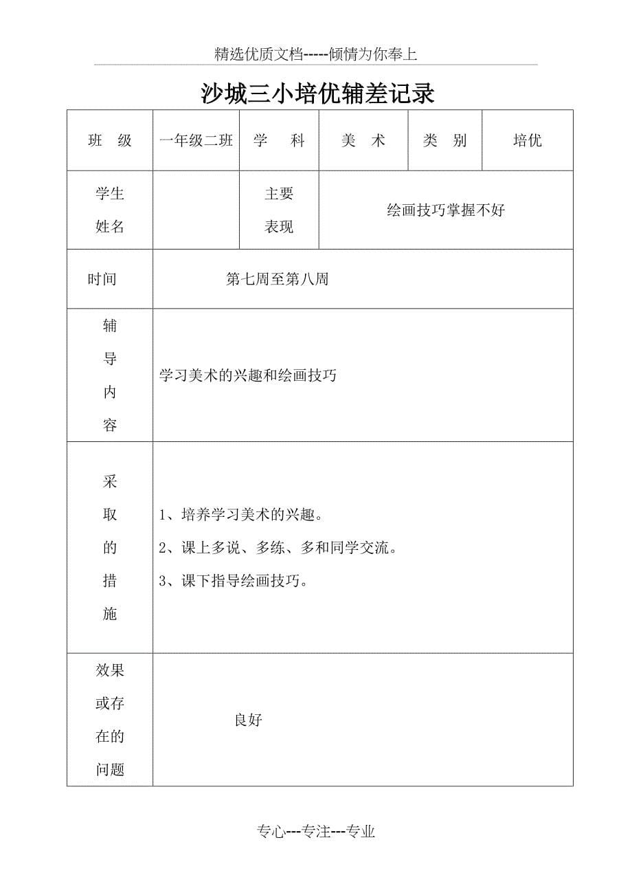 一年级美术培优辅差记录表(共11页)_第5页