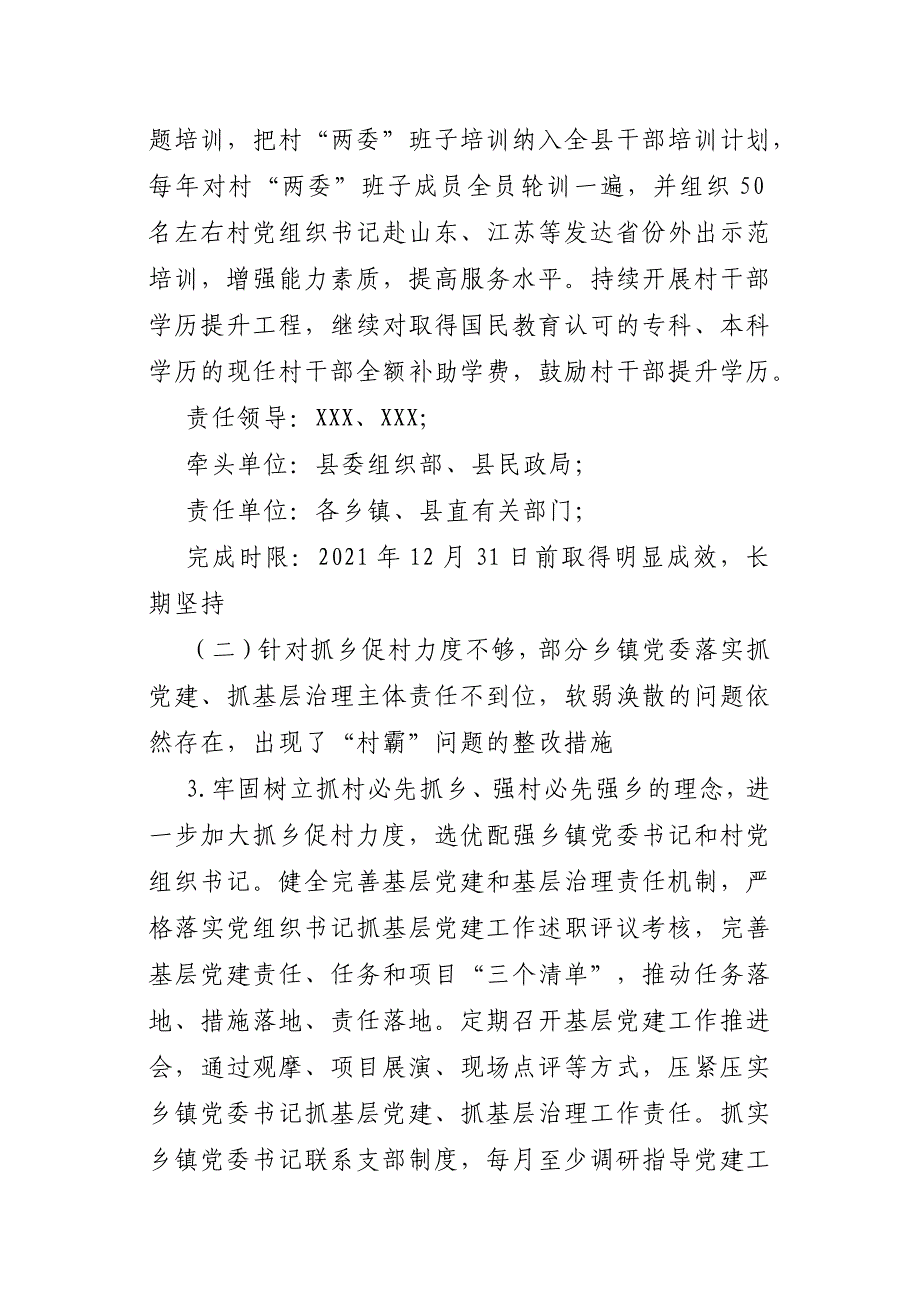 党组织书记抓基层党建述职点评问题整改方案两篇合集_第3页