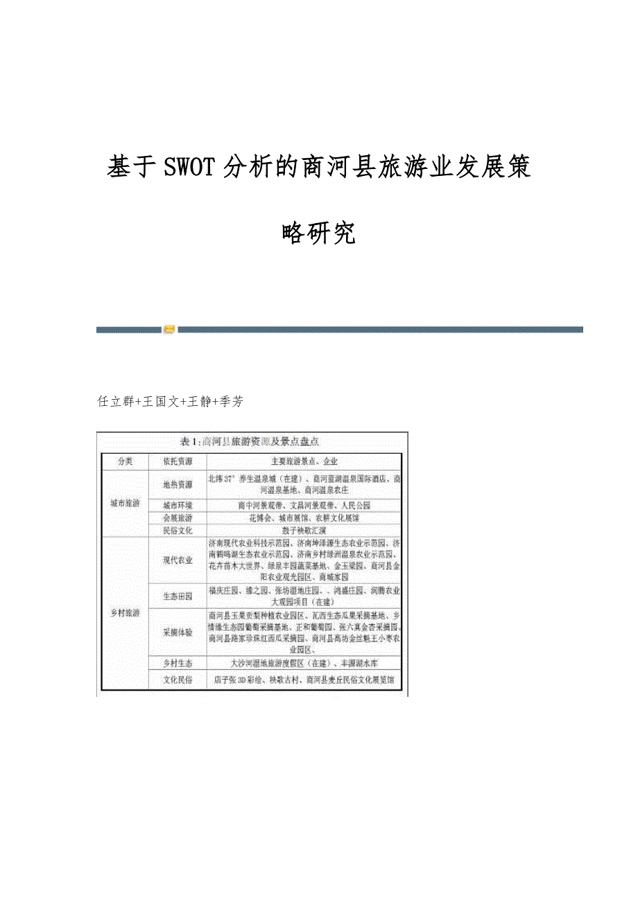 基于SWOT分析的商河县旅游业发展策略研究_第1页