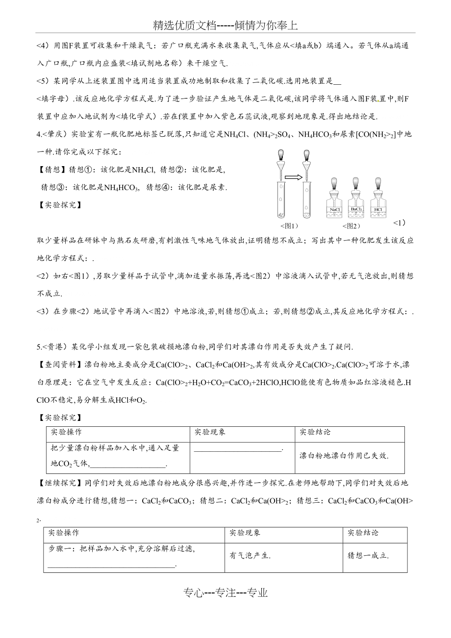 中考化学实验探究专题复习(共8页)_第2页