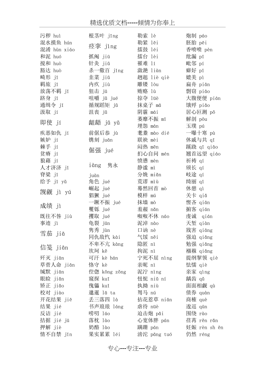 中考语文常见错别字、容易读错字集锦(共5页)_第3页
