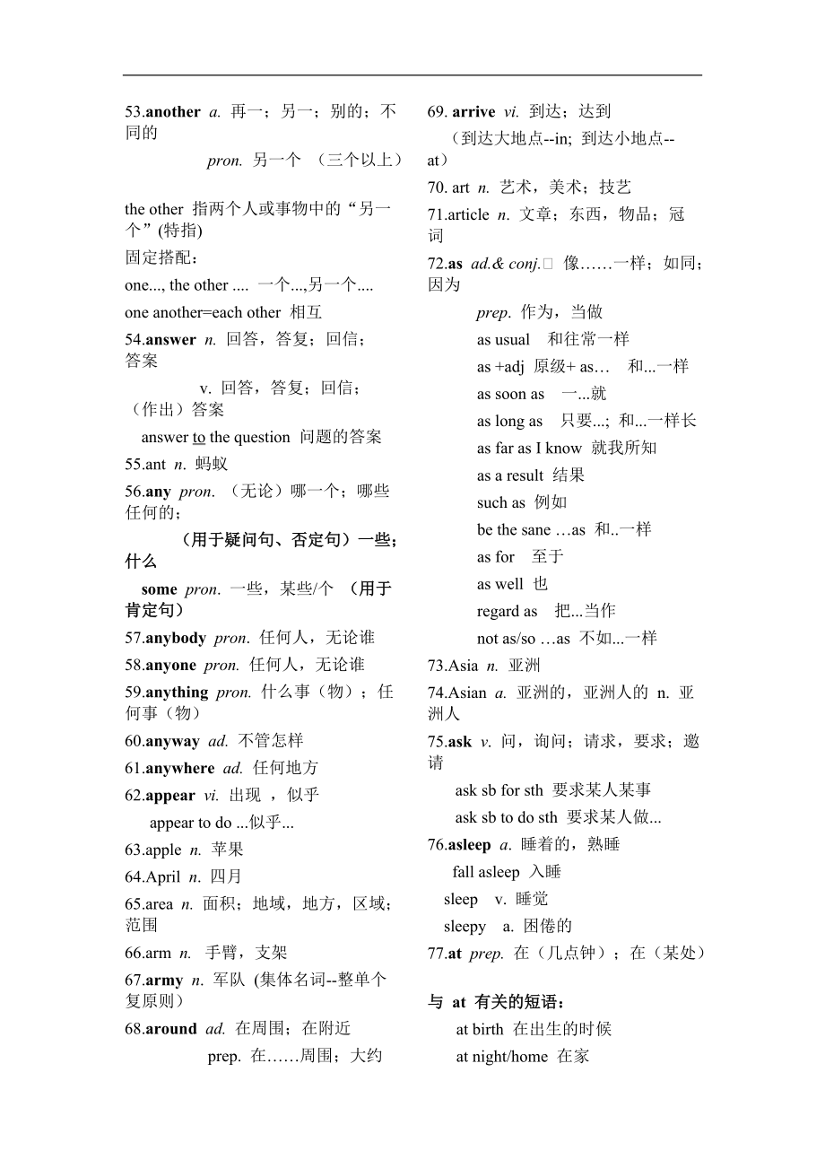 《中考英语总复习》中考考纲词汇及用法梳理 (A)_第3页