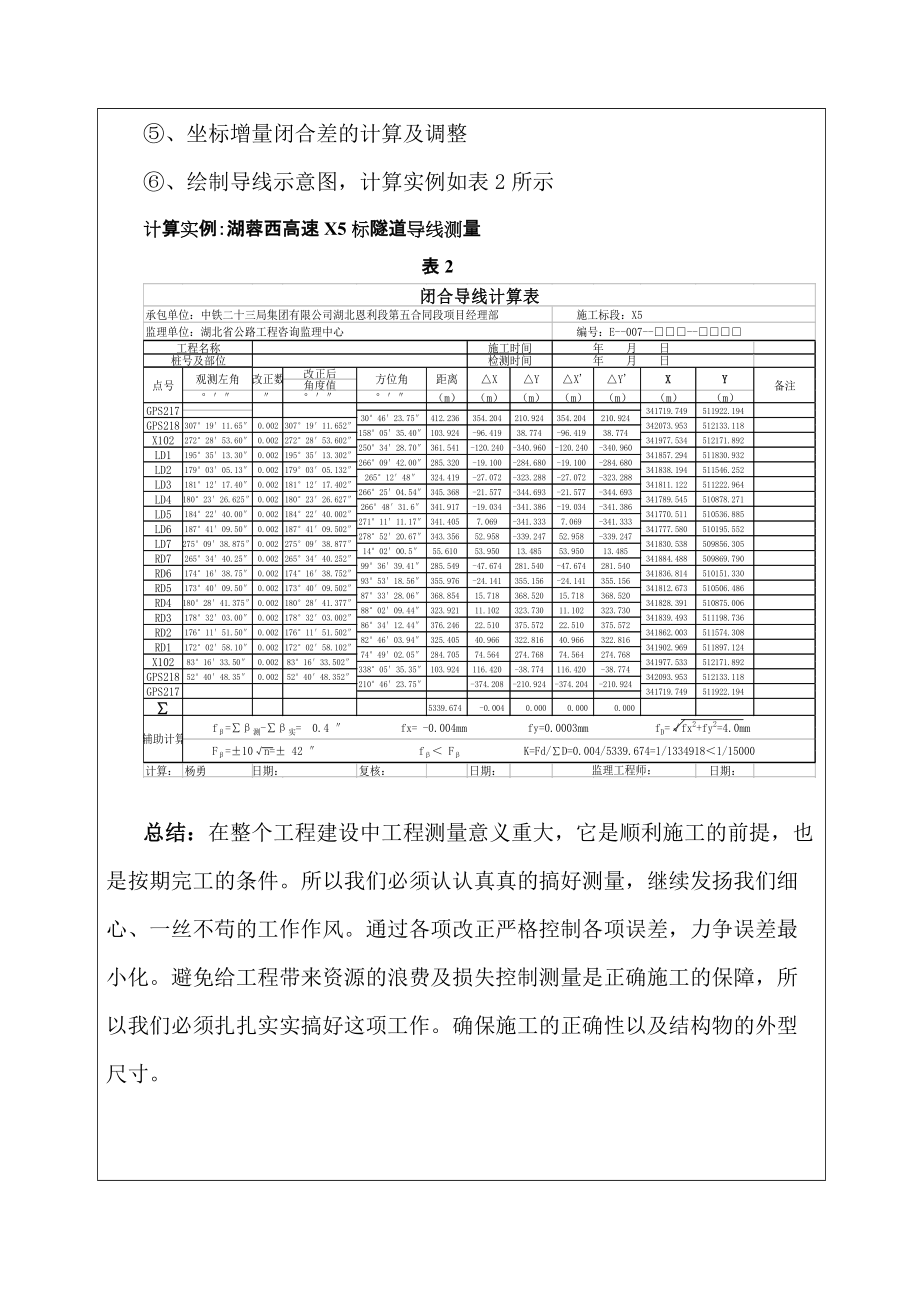 《工程施工土建监理建筑监理资料》隧道施工控制测量总结_第4页