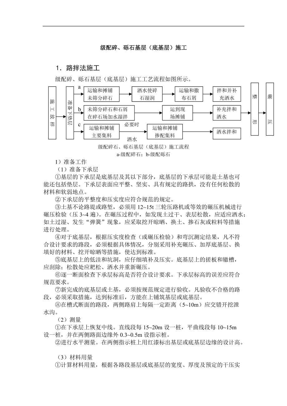 《工程施工土建监理建筑监理资料》级配碎、砾石(基层)底基层施工_第1页