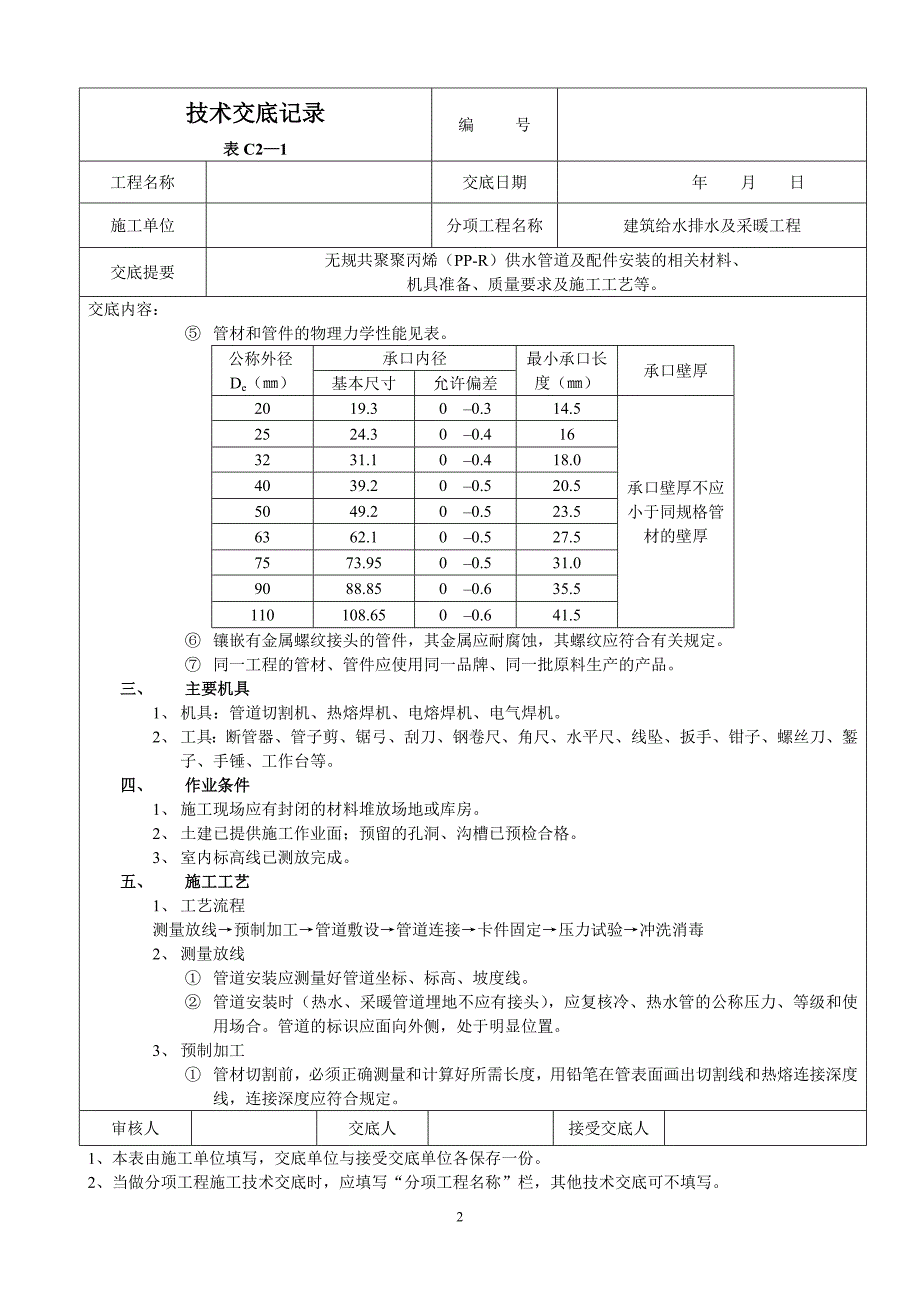 《工程施工土建监理建筑监理资料》建筑给水排水及采暖工程技术交底_第2页