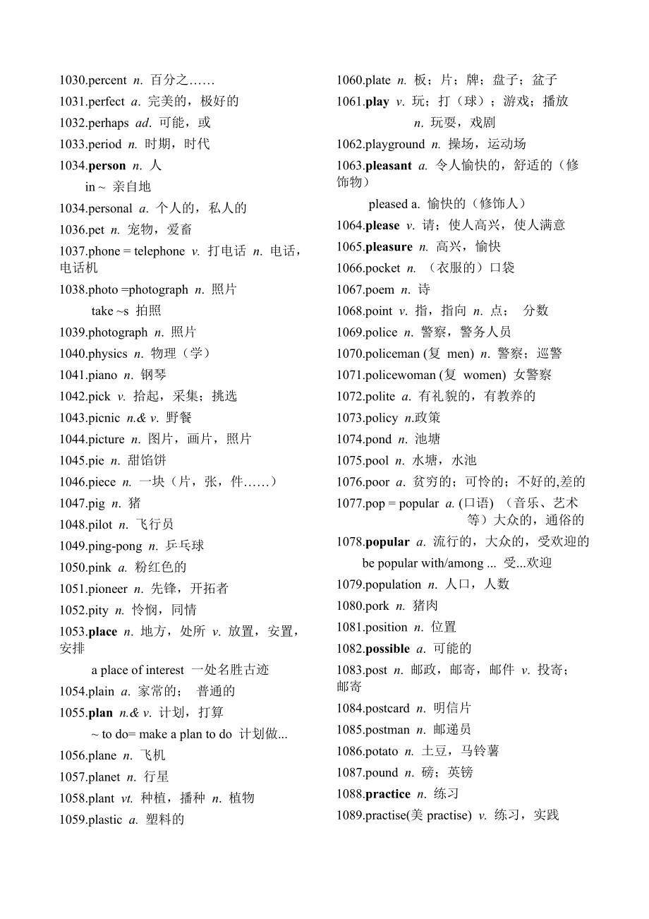 《中考英语总复习》中考考纲词汇及用法梳理(O-P）_第4页