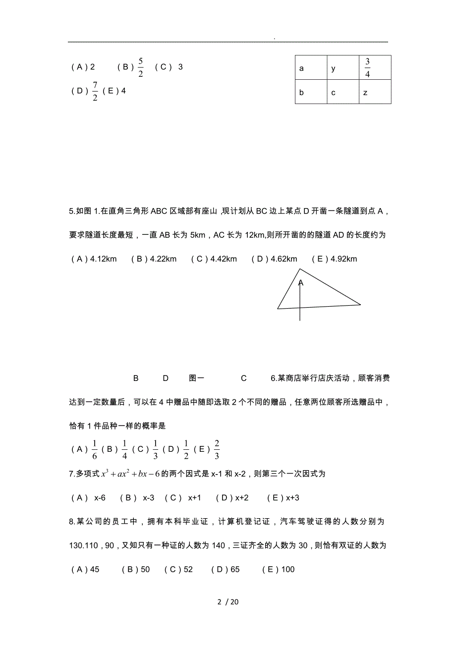 xx年1月MBA联考管理类综合_第2页