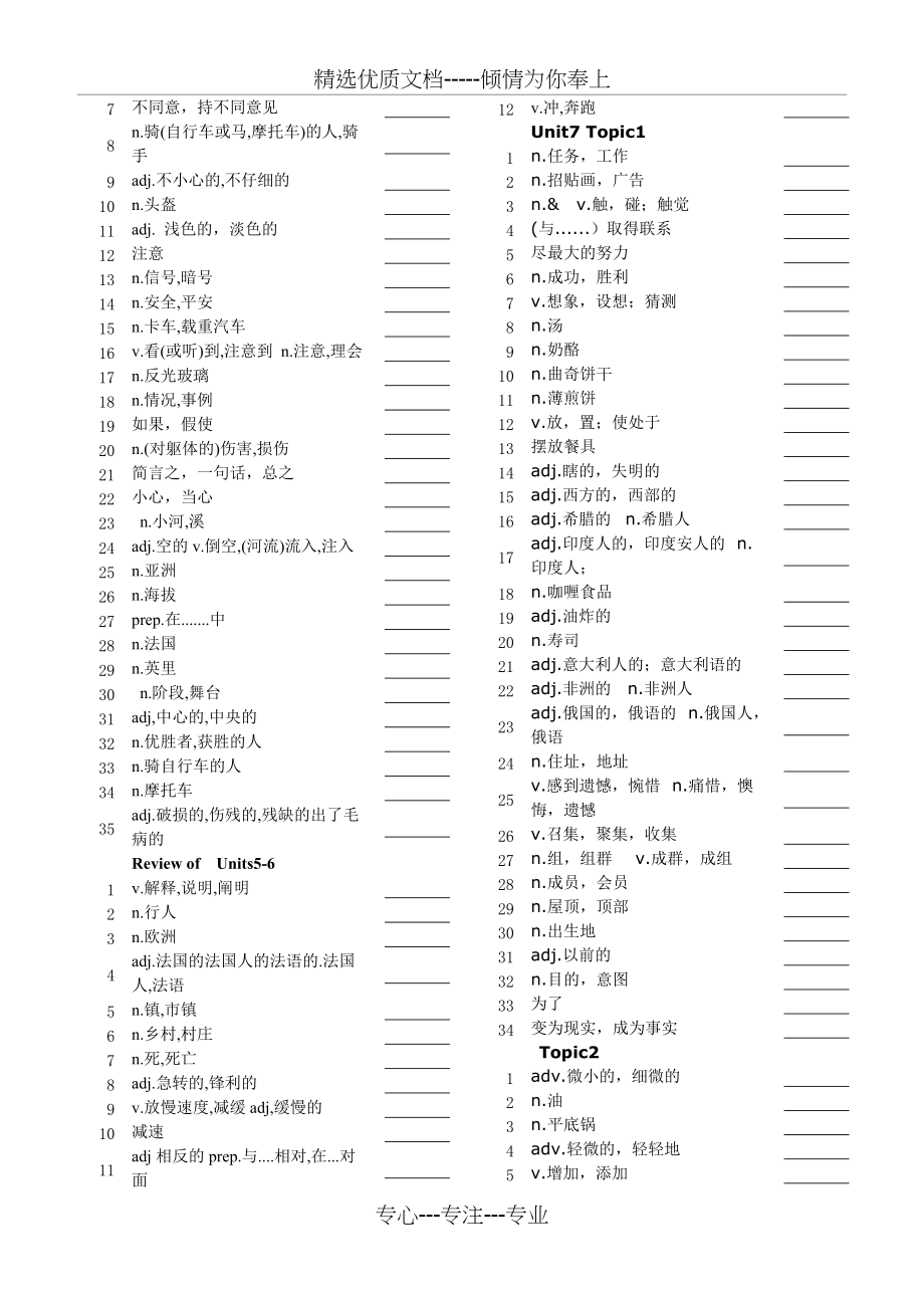 2018最新仁爱英语八年级下册单词默写版(共6页)_第3页