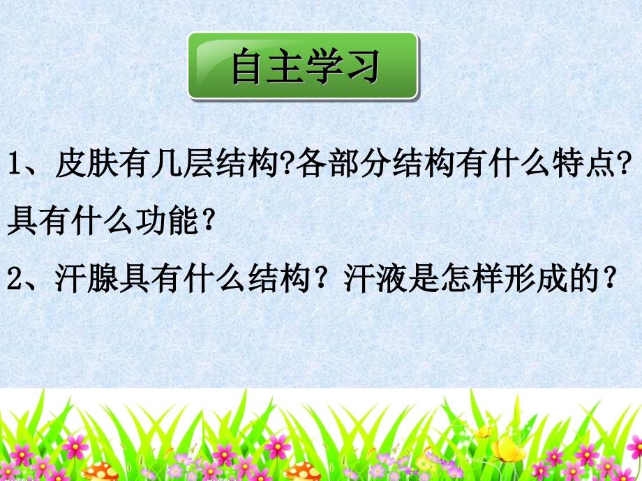 北师大版生物七年级下册11章3节皮肤与汗液的分泌精品课件_第4页