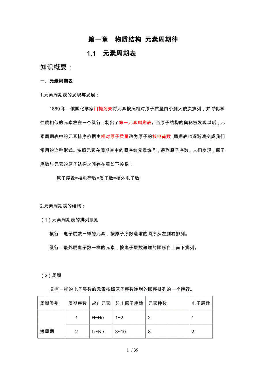 必学二第一章物质结构元素周期律知识点总结_第1页