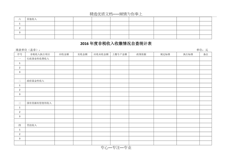 2015年度非税收入收缴情况自查统计表(共4页)_第2页