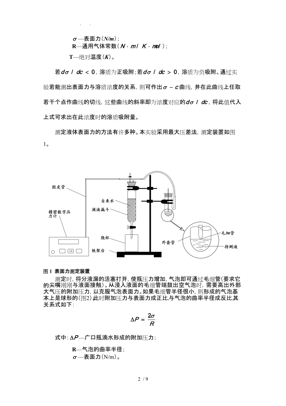 应用物理化学最大压差法测表面张力中国石油大学_第2页