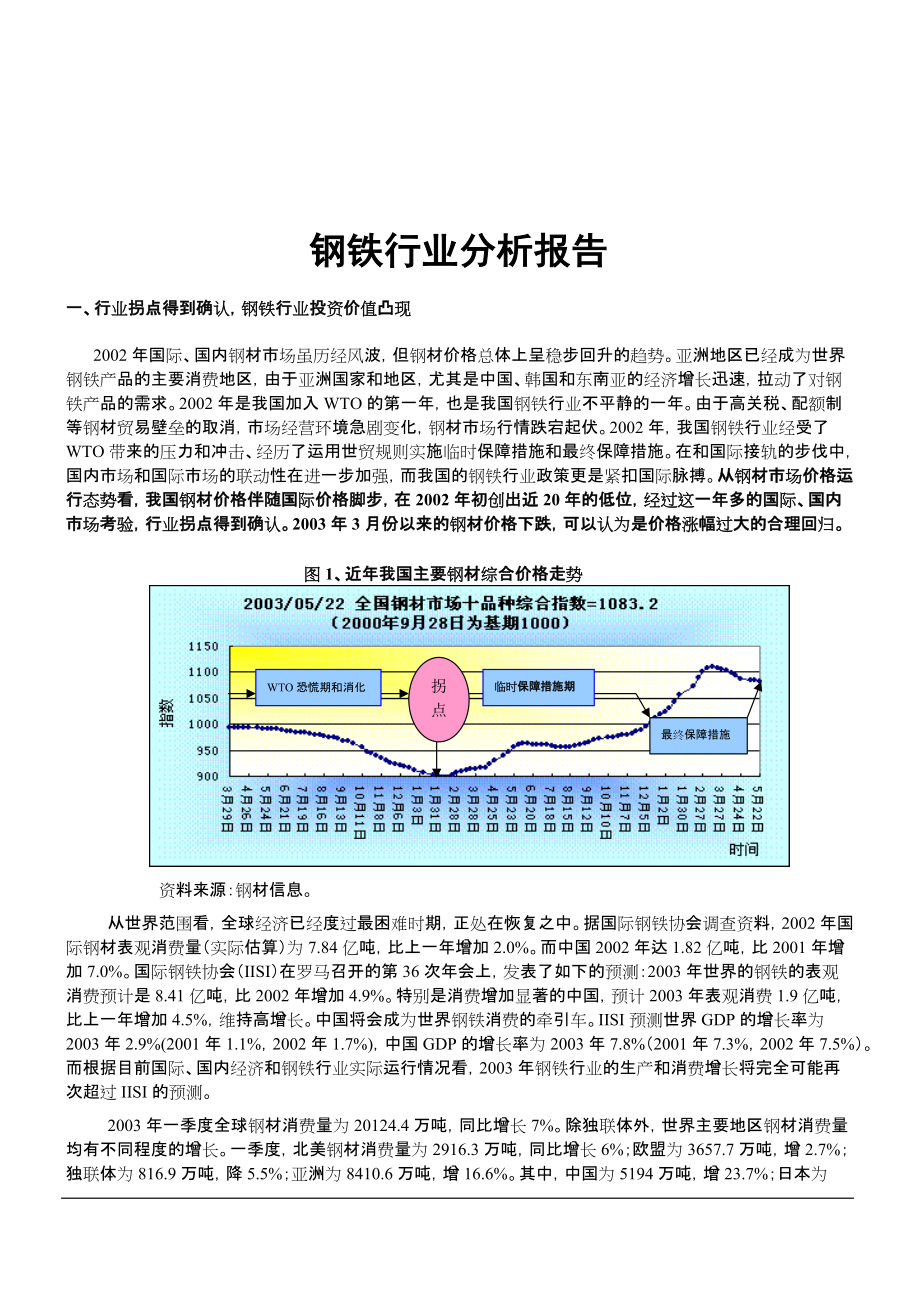 《商业计划书可行性报告模板》钢铁行业分析报告_第1页