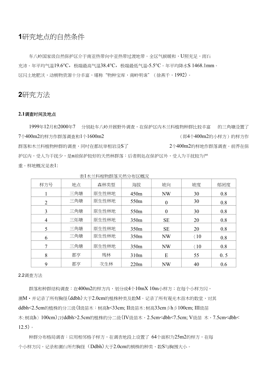 车八岭保护区及其邻近地区的木兰科植物种群及其群落特征的研究_第2页