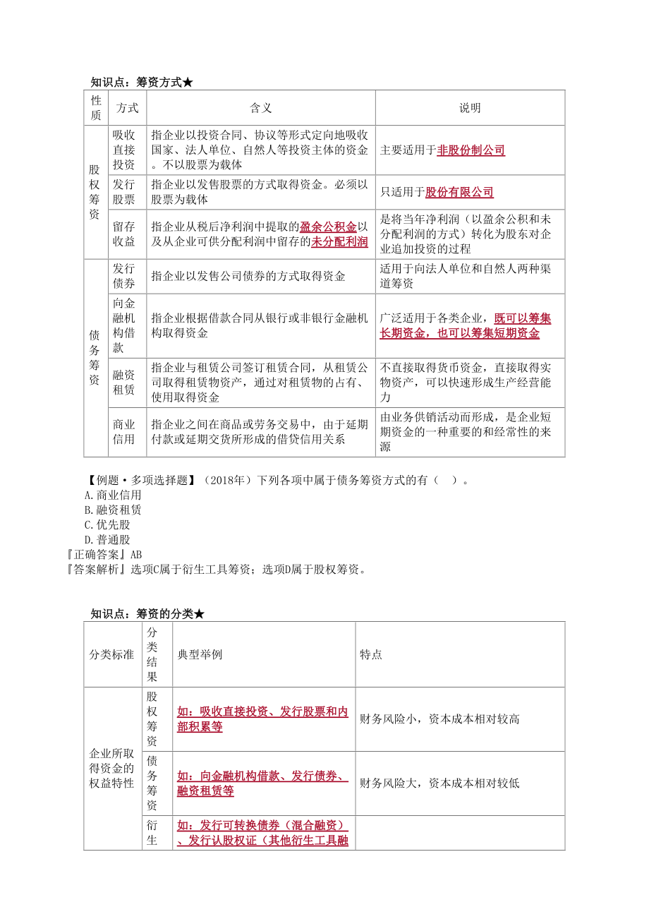 2020年中级会计师《财务管理》基础知识点讲义第01讲　筹资管理概述_第3页