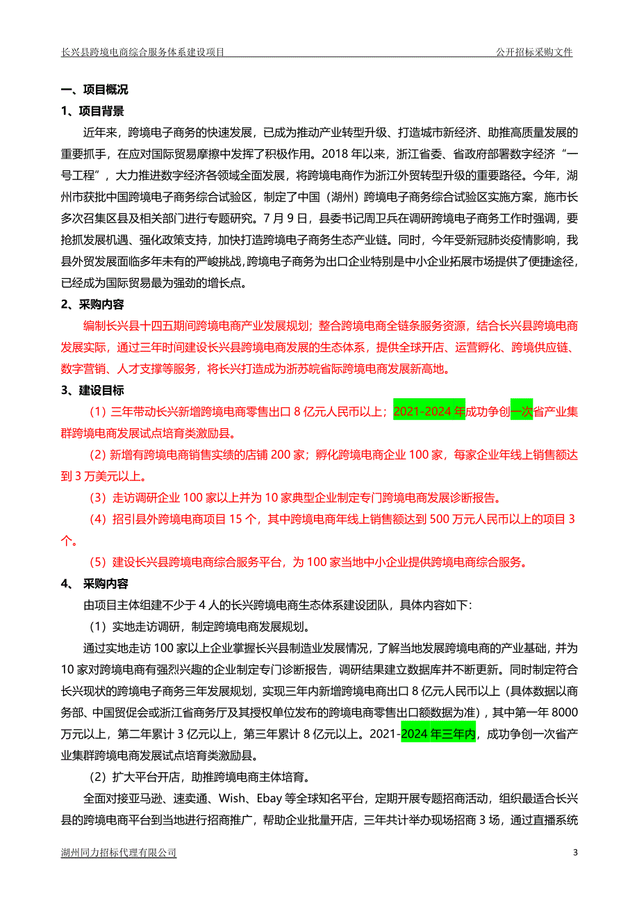 长兴县跨境电商综合服务体系建设项目招标文件范本_第3页