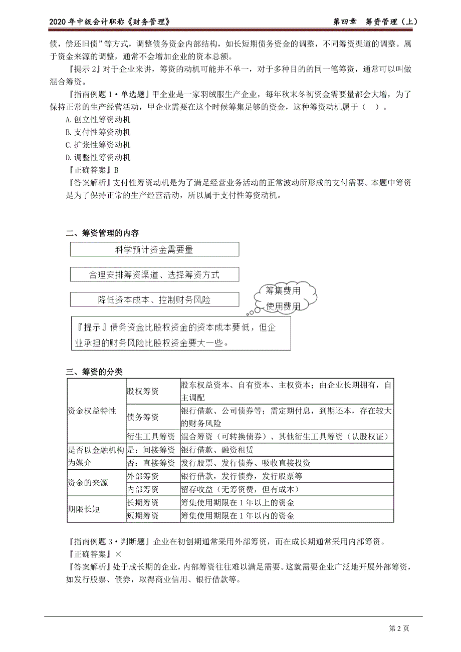 2020年中级会计师《财务管理》基础精讲讲义第四章　筹资管理（上）_第2页