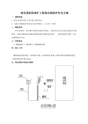 南京某医院南扩工程高压线防护补充方案