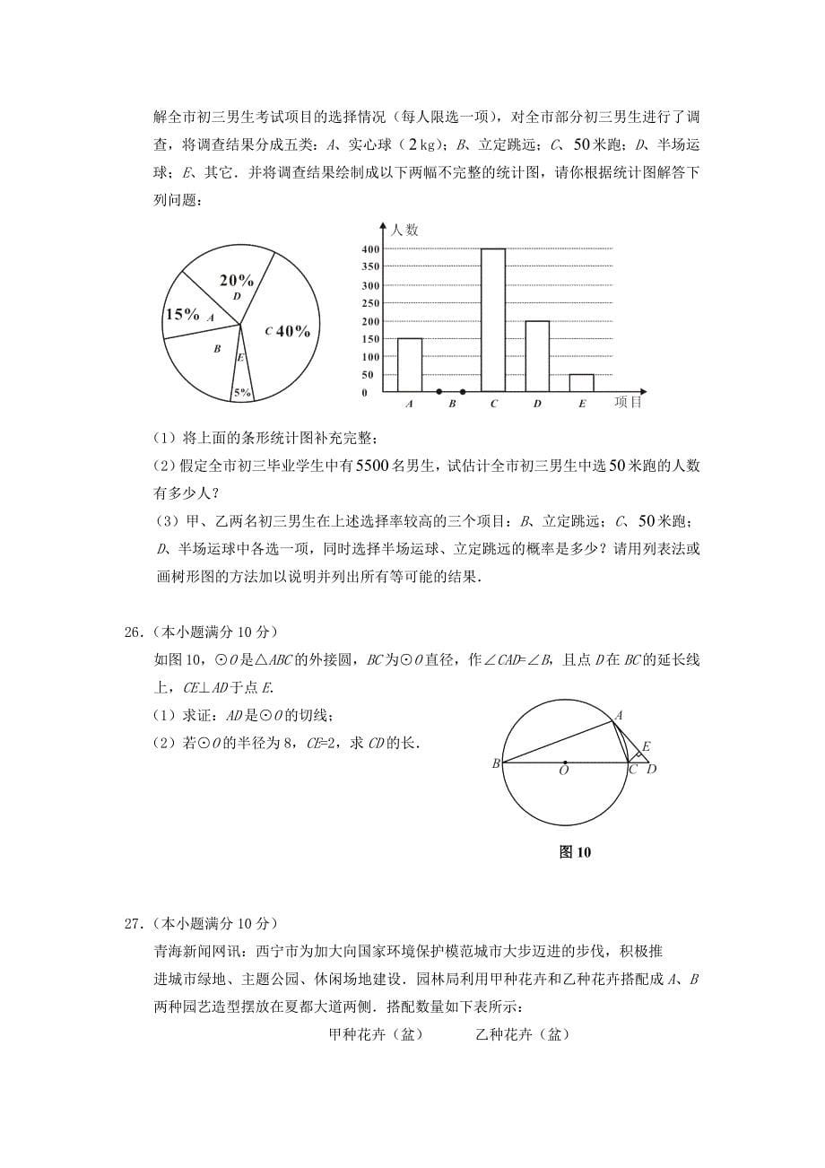 青海省西宁市中考数学真题试题_第5页