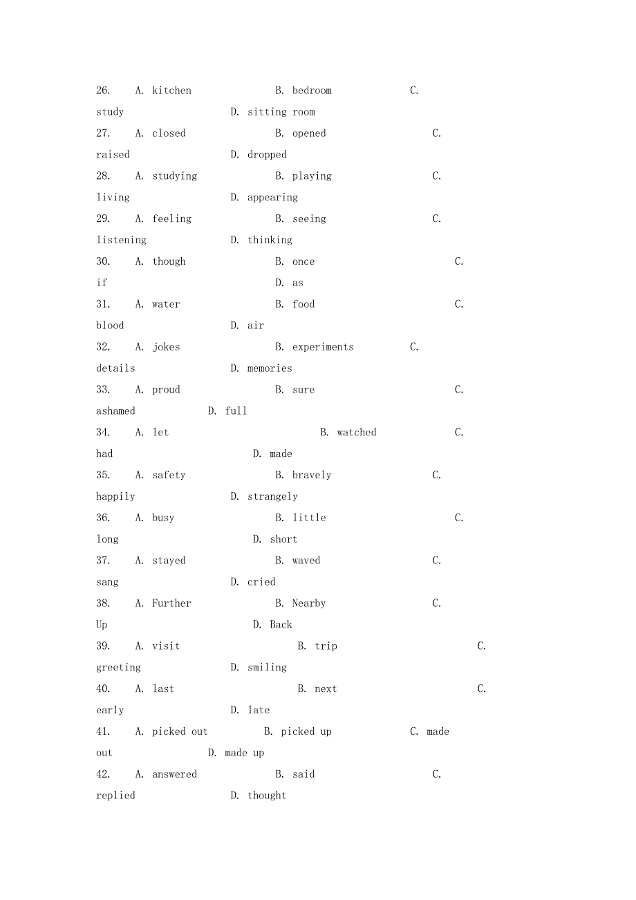 陕西省安康市汉滨高级2014 2015学年高一英语上学期第二次月考试题(无答案)_第4页