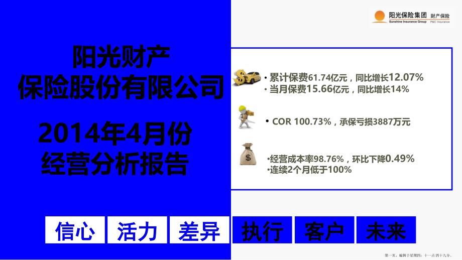 月经营分析报告-阳光集团汇报名家精品课件_第1页