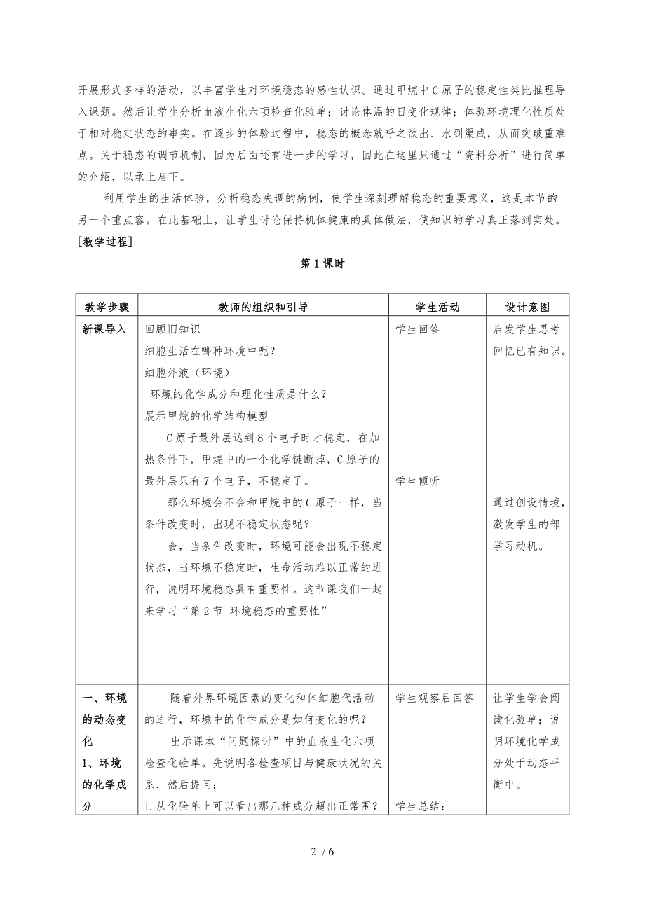 内环境稳态的重要性教学设计说明_第2页