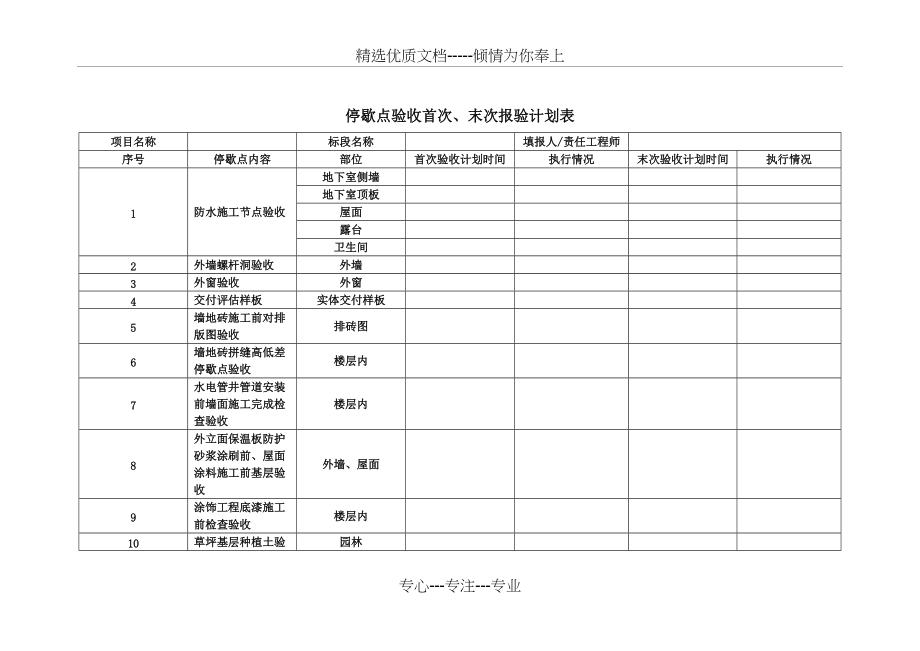 停歇点验收首次、末次报验计划表(共2页)_第1页