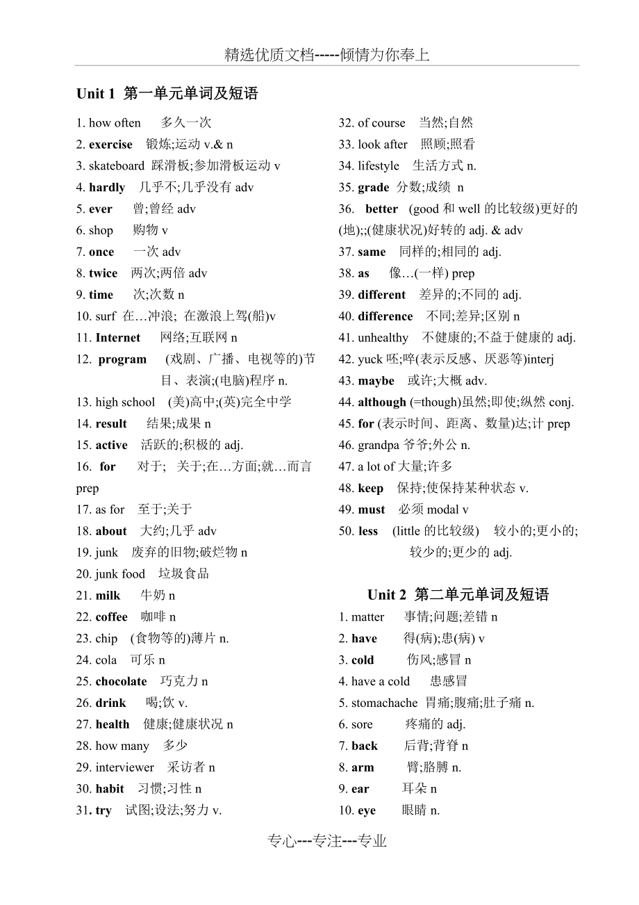 人教版(新目标)八年级上册英语单词表(共8页)_第1页