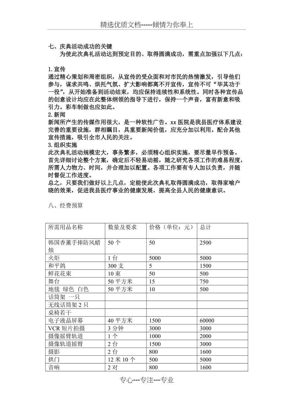 医院开业庆典策划方案(共6页)_第5页