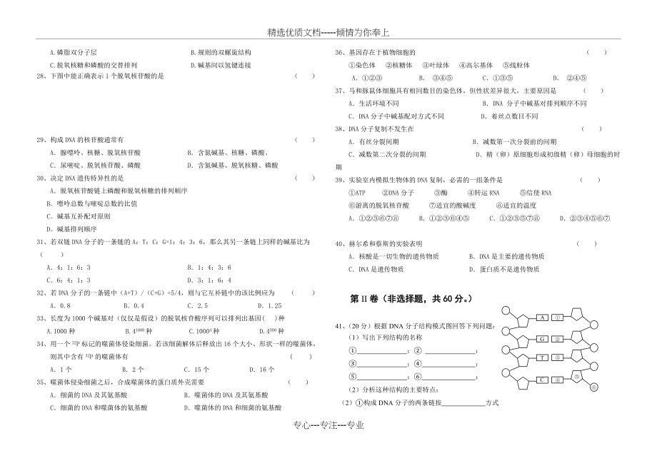 人教版高中生物必修2期中试题及答案(共5页)_第3页