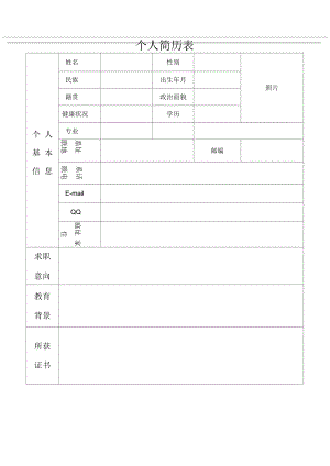 个人简历（通用空白模板）