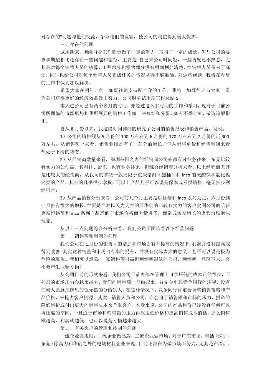 公司财务试用期工作总结(通用1)_第5页