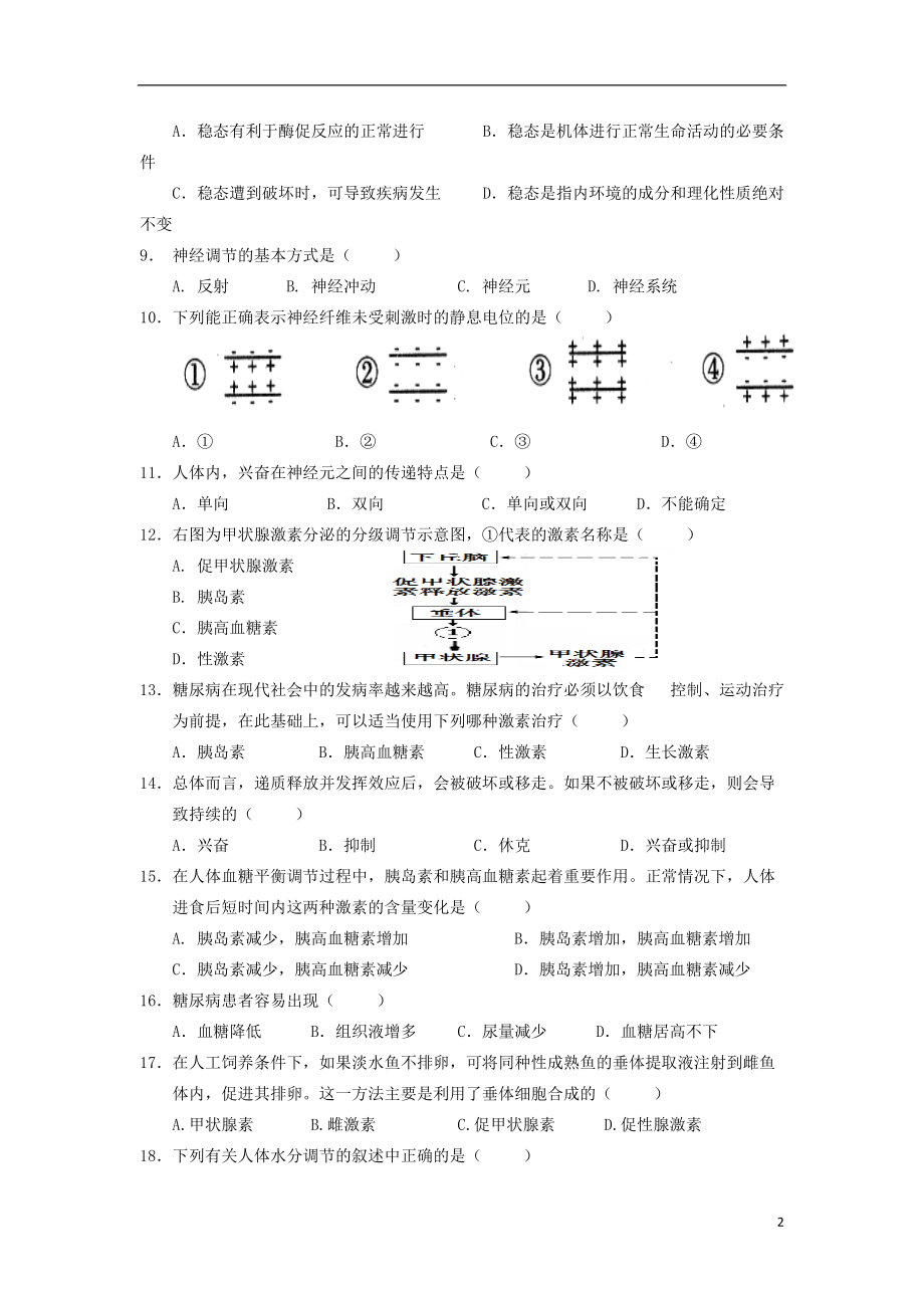 黑龙江省友谊县红兴隆管理局第一高级中学2015_2016学年高二生物上学期期中试题文_第2页