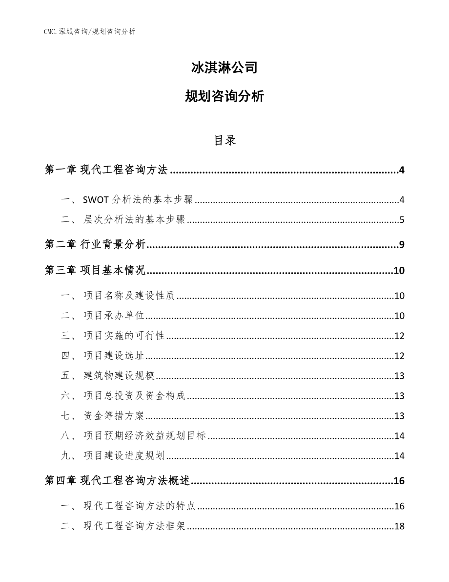 冰淇淋公司规划咨询分析（范文）_第1页